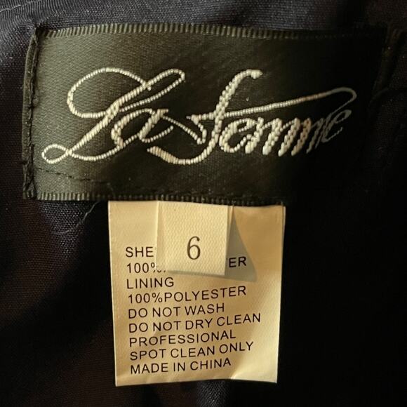 La Femme Dress 24926 Sparkle Lace Trumpet gown blue size 6 - Picture 7 of 10